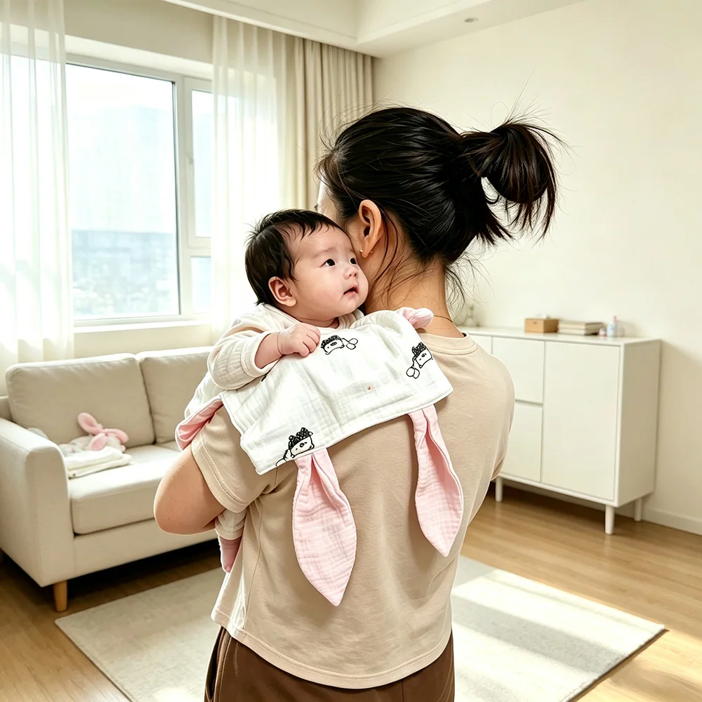 Couverture bebe personnalisee – doudou lapin mousseline