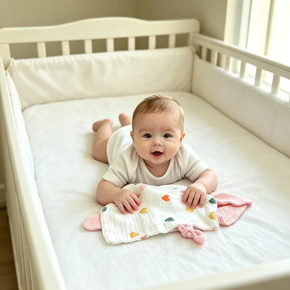 Couverture bebe personnalisee – doudou lapin mousseline