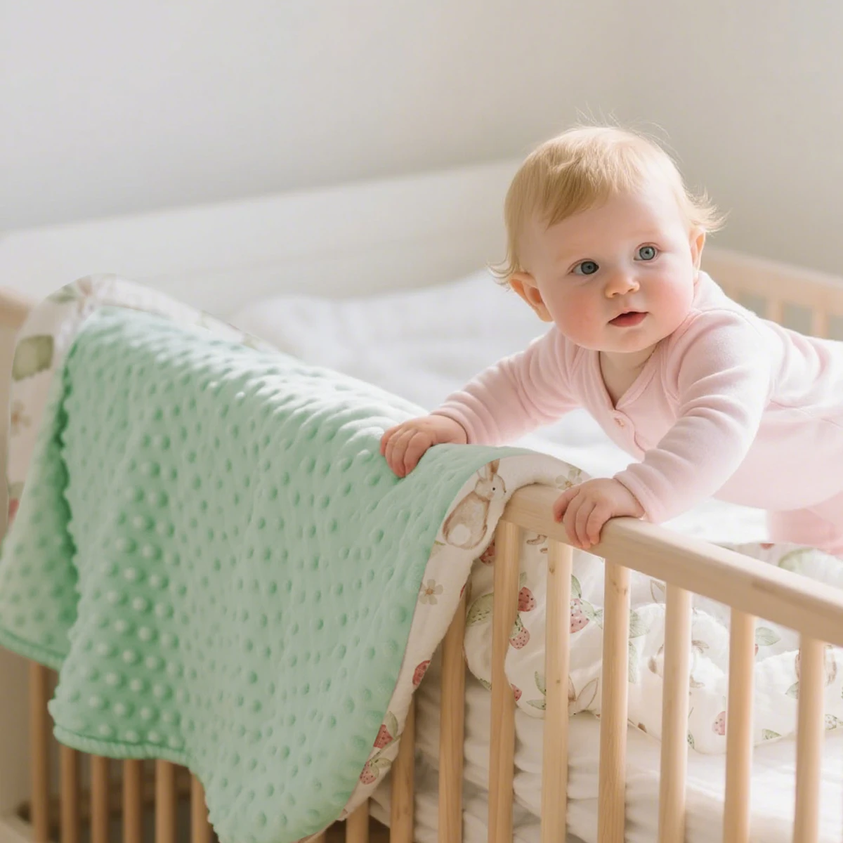 Couverture bebe personnalisee – lapins et fraises